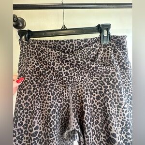 Cross waist leopard print leggings